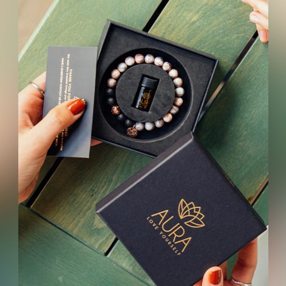 FREE with PURCHASE!!! Aura Black and Gold Bracelet with infuser oil